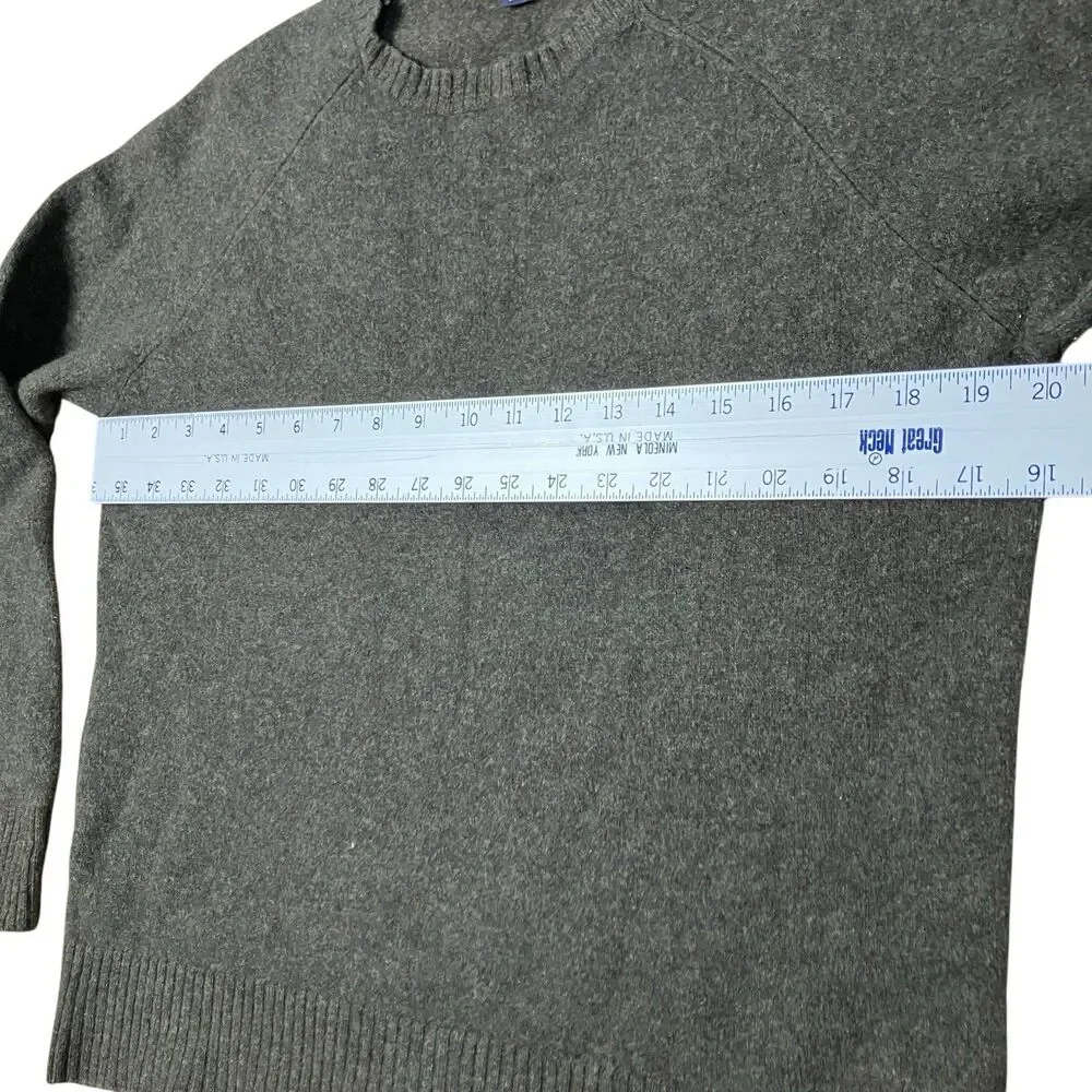 J Crew Sweater Mens M Green Lambs Wool Crewneck Raglan Pullover Knit‎ Minimalist